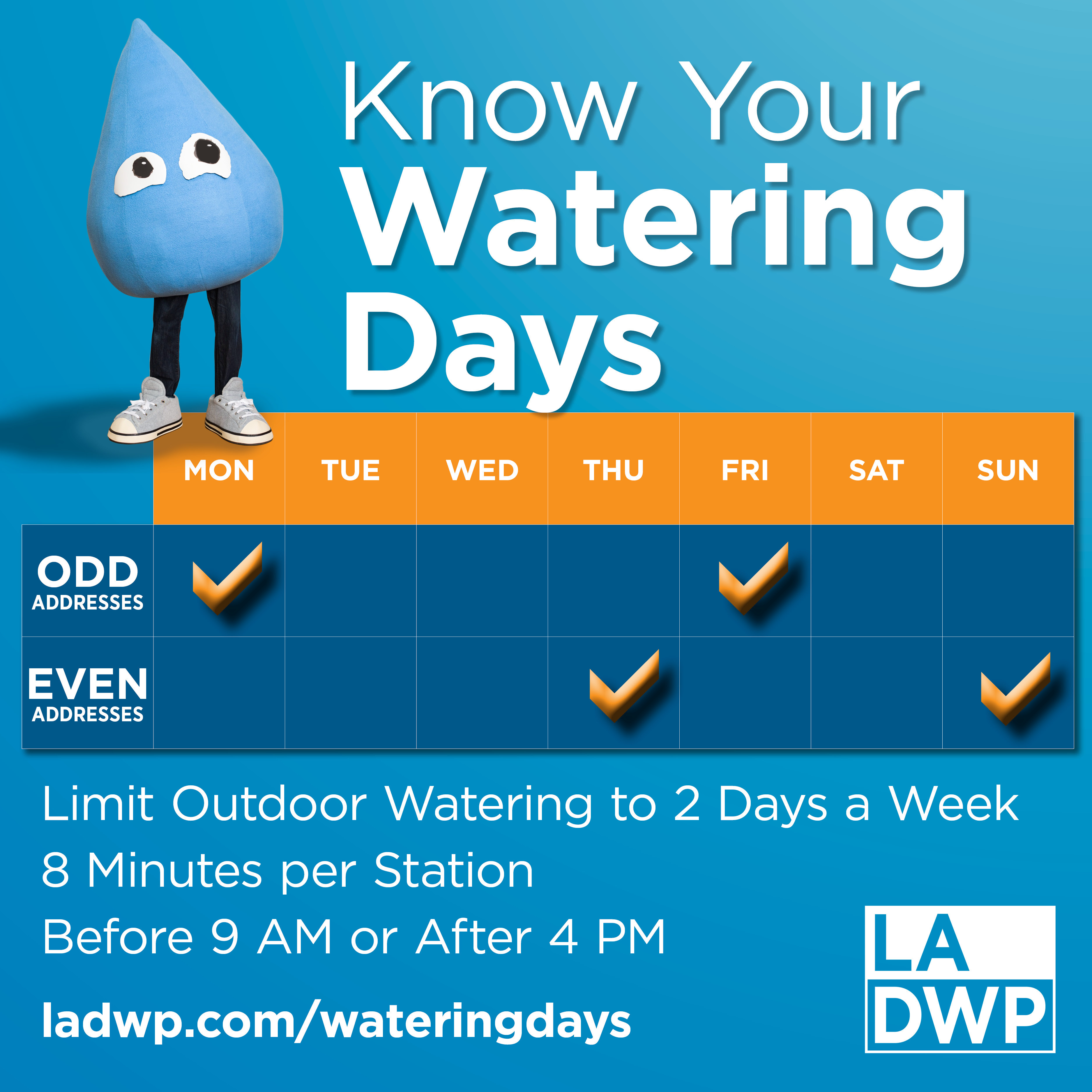 Save Water! New LADWP Watering rules start June 1!