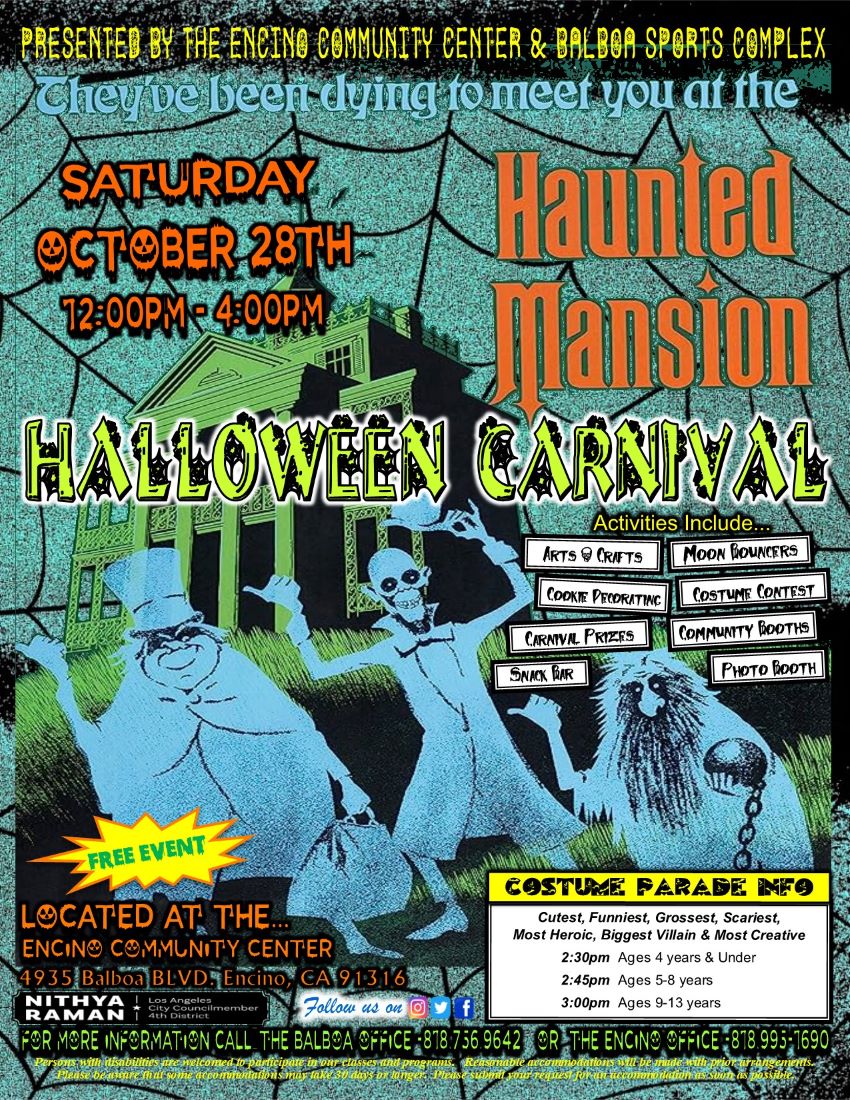 Haunted Mansion Halloween Carnival 10/28/2023 12-4PM